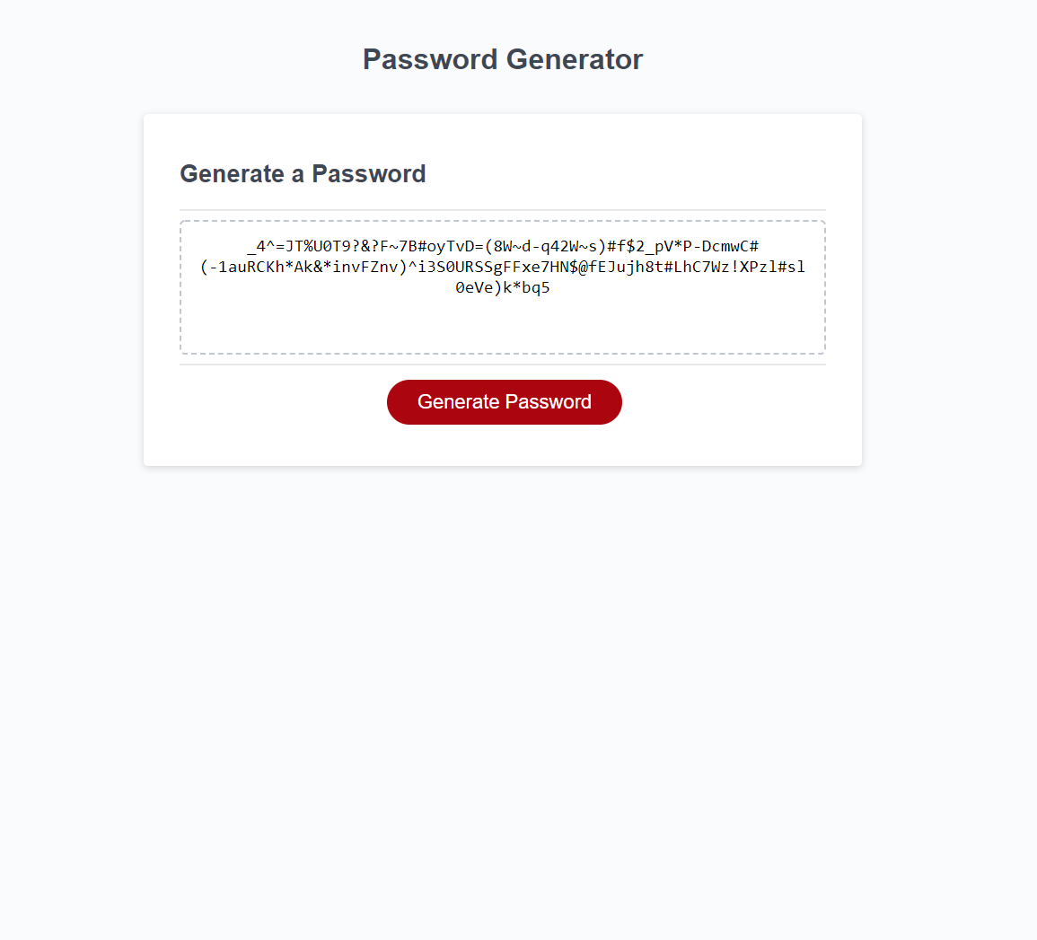 Homework three, random password generator.