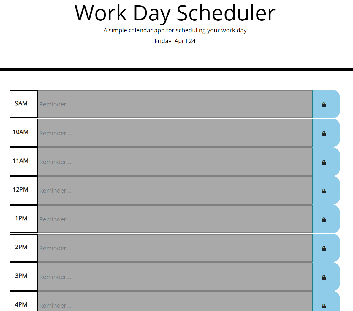 Homework five, day planner.