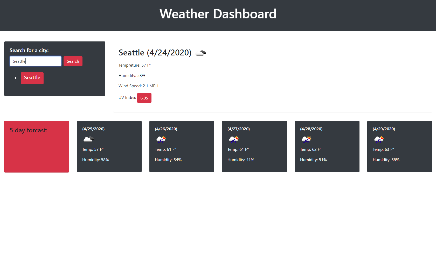 Homework six, weather application.
