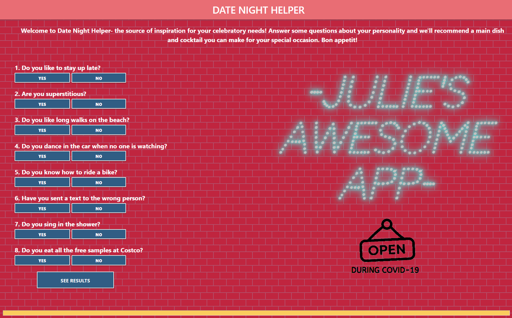 First collaborative project, date night helper.